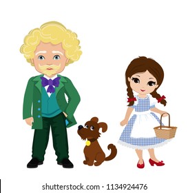 Illustration of Dorothy and wizard of the Emerald City.