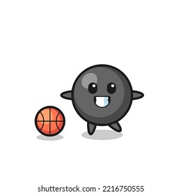 Illustration of dot symbol cartoon is playing basketball , cute design