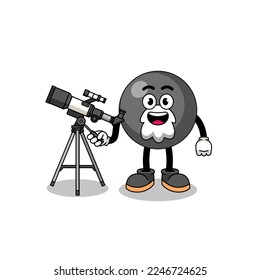 Illustration of dot symbol mascot as an astronomer , character design
