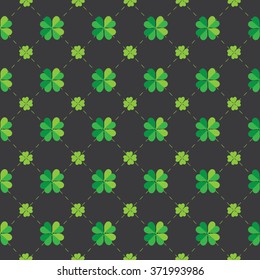 illustration of dots filled with shamrocks, seamless pattern, eps10.vector black background