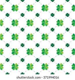 illustration of dots filled with shamrocks, seamless pattern, eps10.vector white background