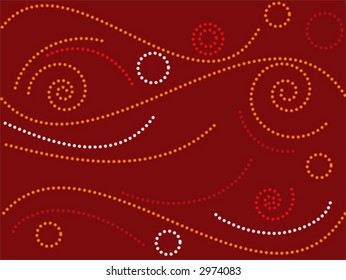 illustration of dotted curvy lines on dark red background