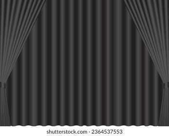 ilustración de dobles cortinas negras