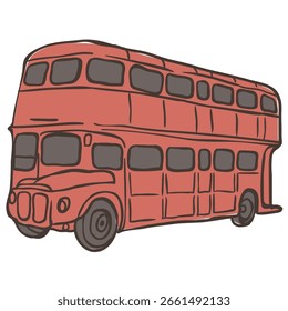 Ilustração do ônibus de dois andares. Gráfico vetorial no plano de fundo branco