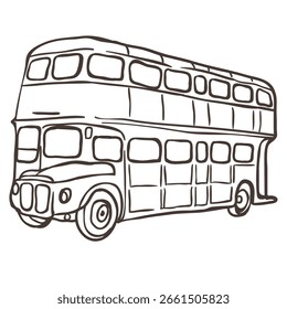 Illustration of Double Decker Bus. Vector Graphic on the white Background