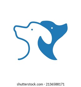 illustration double dog head with blue color