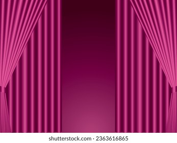 illustration of double pink curtains