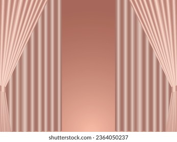 illustration of double pink curtains