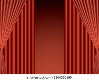illustration of double red curtains