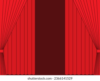 illustration of double red curtains