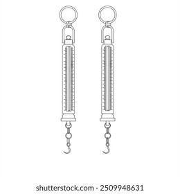 Illustration of Double Spring Scales with Hooks