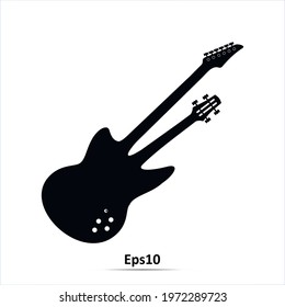 Illustration of a double-headed electric guitar over white
