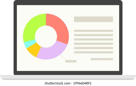 Illustration of a doughnut chart displayed on a laptop