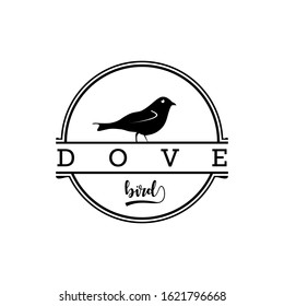 Illustration of dove in emblem format.