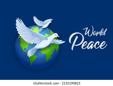 illustration of dove flying to show the symbol of World Peace