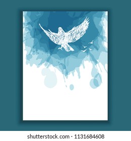 illustration of dove, hand drawn watercolor bird , vector