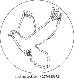 illustration of a dove, linear in a circle
