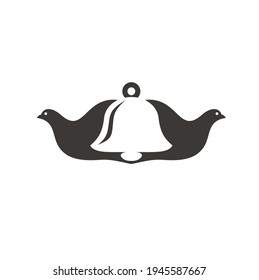 illustration of doves and bells, vector art.