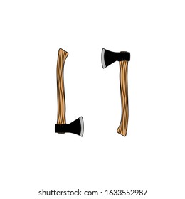 Illustration up and down lumberjack wood tool vintage  logo vector design