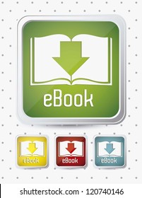 Illustration of Download ebook, with book icons, vector illustration