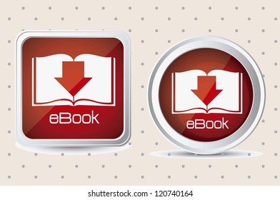 Illustration of Download ebook, with book icons, vector illustration