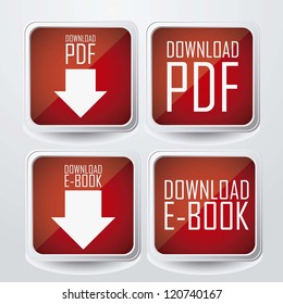 Illustration of Download ebook, with book icons, vector illustration