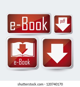 Illustration of Download ebook, with book icons, vector illustration