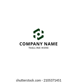 Illustration DP letter icon hexagon shape 