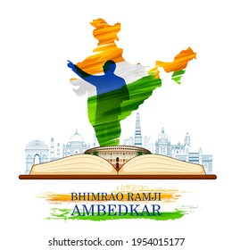 Illustration Of Dr Bhimrao Ramji Ambedkar With Constitution Of India For Ambedkar Jayanti On 14 April