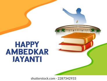 illustration of Dr Bhimrao Ramji Ambedkar with Constitution of India for Ambedkar Jayanti on 14 April