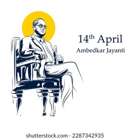 ilustración del Dr. Bhimrao Ramji Ambedkar con la Constitución de la India para Ambedkar Jayanti el 14 de abril