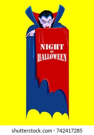 illustration of Dracula in Happy Halloween holiday night celebration background