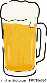 Ilustración de la cerveza de barril dibujada con un toque de mano