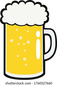 Illustration of draft beer. Illustration of beer in a large glass.