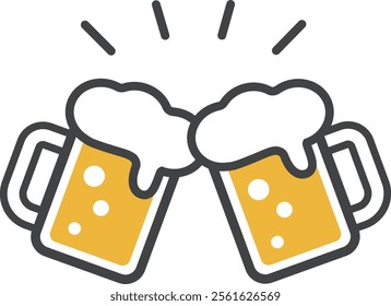  Illustration of draft beer toasting with beer