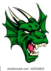 An illustration of a dragon animal mean sports mascot head