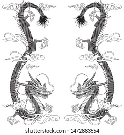 Illustration of a dragon. Asian mythology.