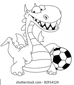 illustration of a dragon and ball outlined