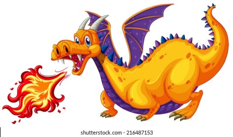 Illustration of a dragon blowing fire
