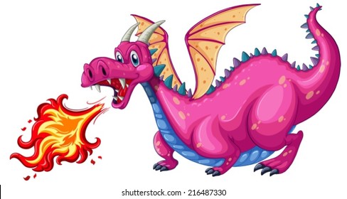 Illustration of a dragon blowing fire