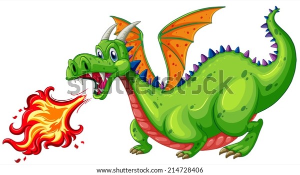 Illustration Dragon Blowing Fire Stock Vector (Royalty Free) 214728406 ...