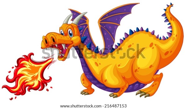 Illustration Dragon Blowing Fire Stock Vector (Royalty Free) 216487153