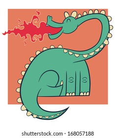 Illustration of a dragon breathing fire