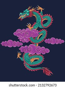 
Illustration dragon and cloud artwork