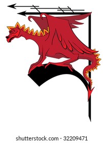 illustration of dragon for corner design