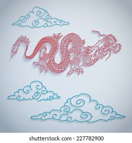 illustration of a dragon cut out of paper
