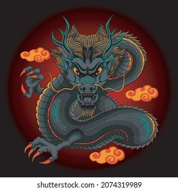 Illustration of dragon detailed design vector