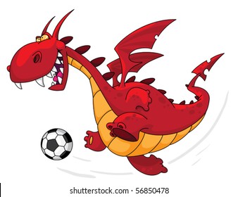 An illustration of a dragon footballer