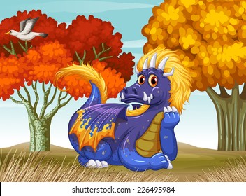 illustration of a dragon in the forest