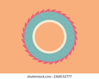 illustration of a dragon forming a circle symbol.  vector flat design.